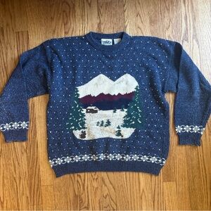 Vtg Northern Reflections Knit Sweater Cardigan XL Cottage Core Cabin Ski Lodge